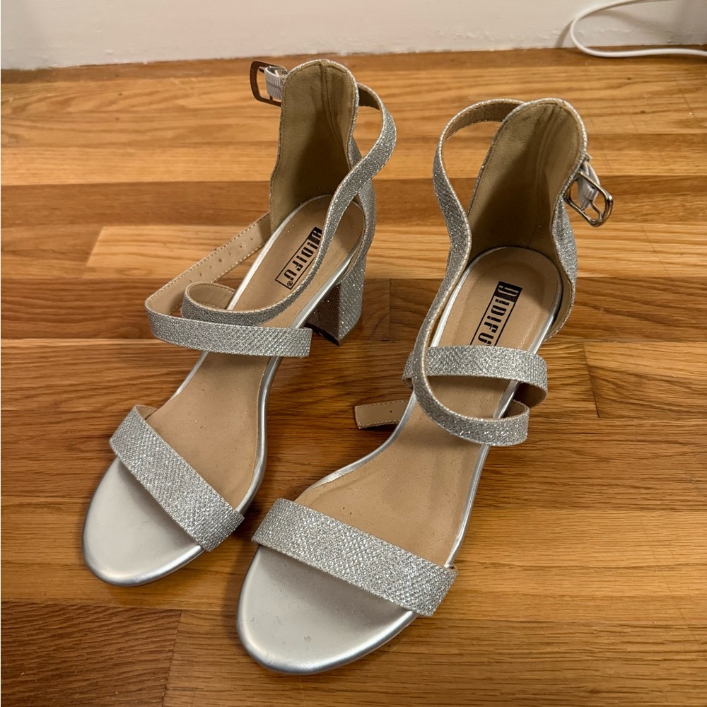 Metallic Silver Heels